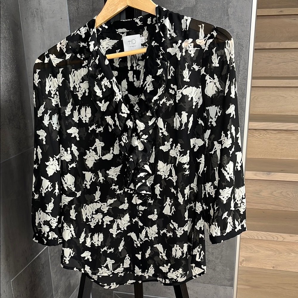 HD in Paris Black and White Ruffled Blouse